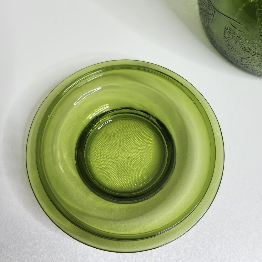 Vintage Bartlett Collins 70s Mushroom Green Glass Retro Canister with Lid - Picture 7 of 8